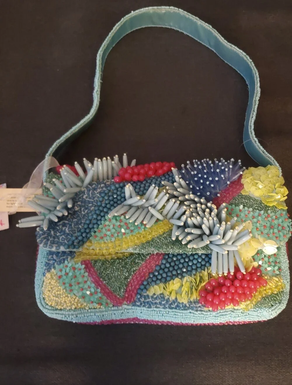Beaded Multi-Color 3D Embellished Shoulder Bag